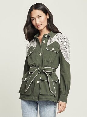Veronica Beard Crochet Utility Jacket Size 0